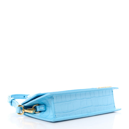 Jacquemus Calfskin Crocodile Embossed Le Chiquito Long Pale Blue 4 of 10