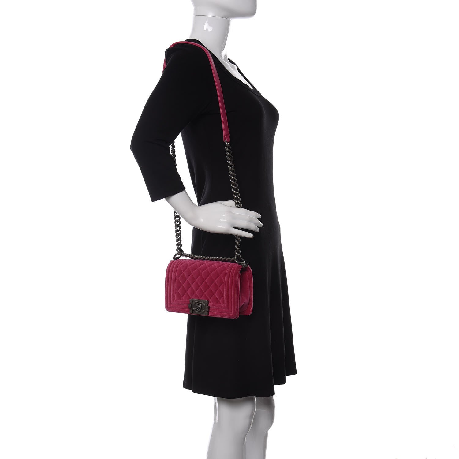 Chanel Velvet Quilted Small Boy Flap Pink 2 of 15