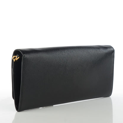 Prada Saffiano Metal Oro Chain Wallet Nero Black 3 of 8