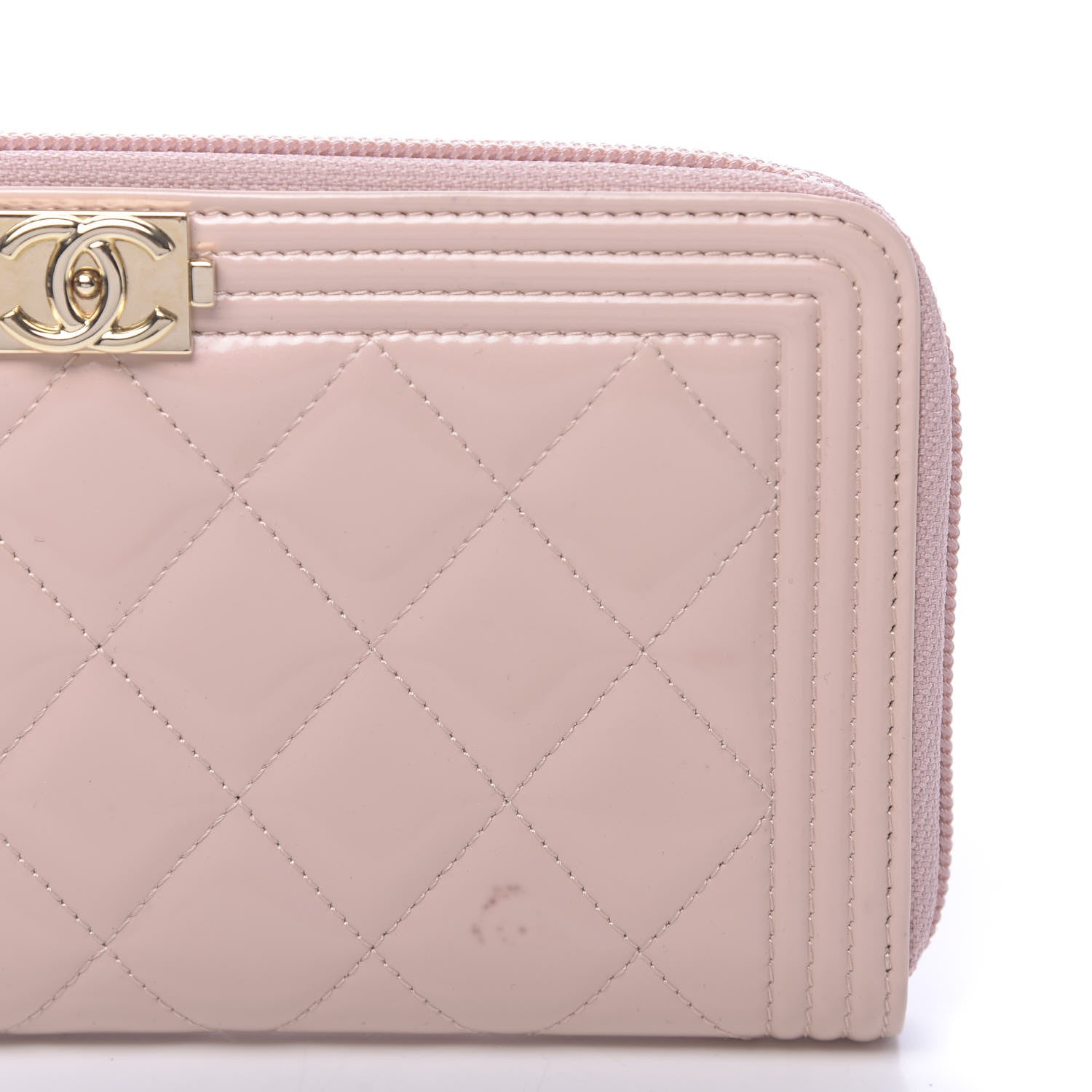 Chanel Patent Quilted Boy Long Zip Around Wallet Light Pink 10 of 12