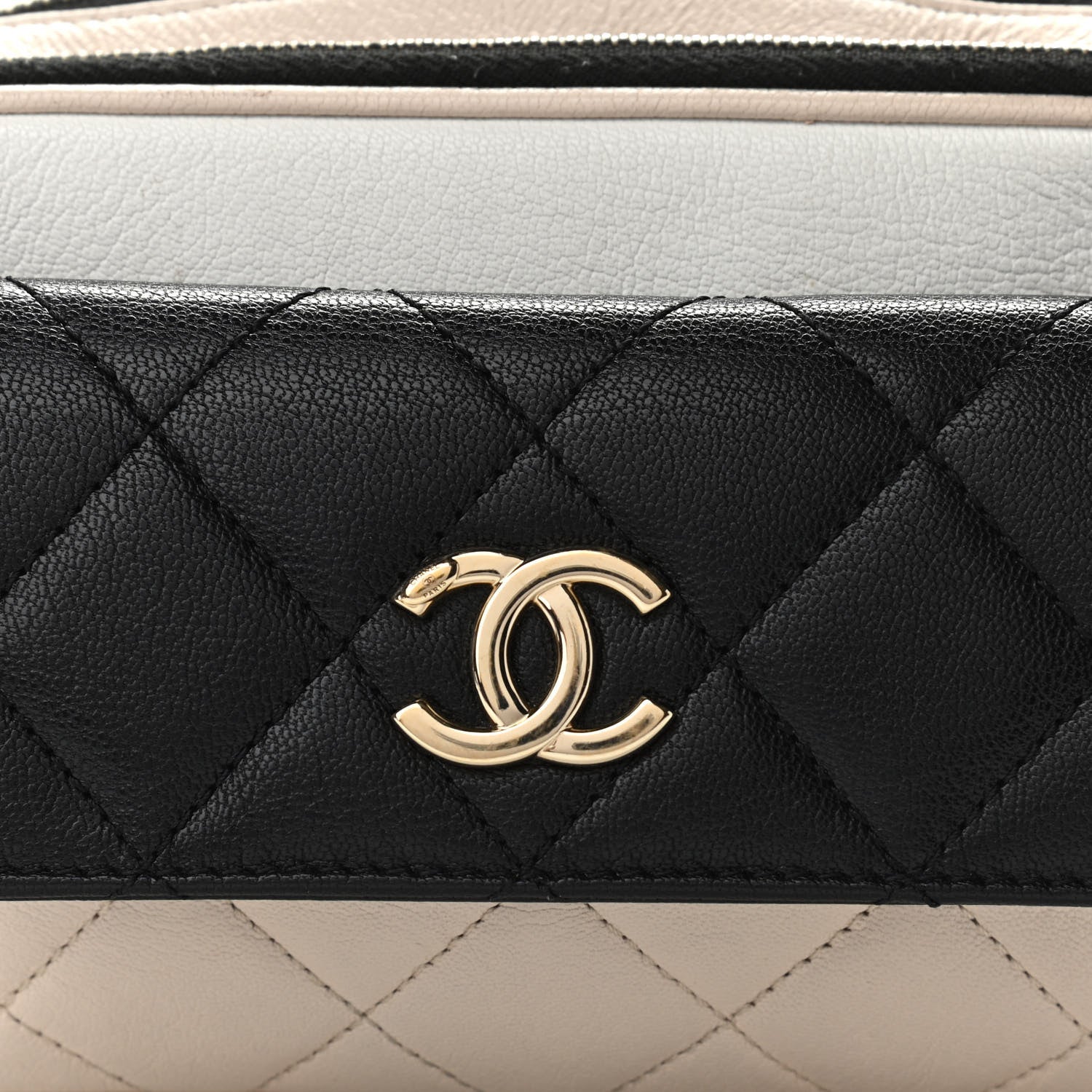 Chanel Goatskin Quilted Waist Bag Beige White Black 11 of 17