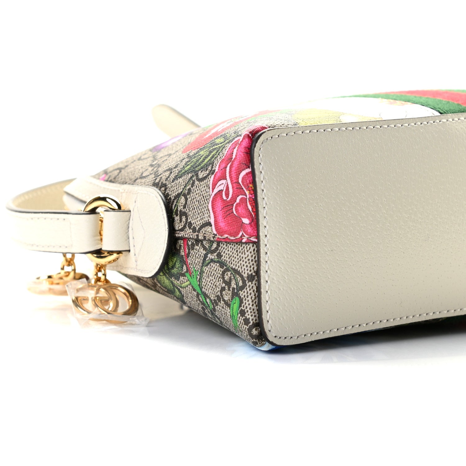Gucci GG Supreme Monogram Flora Web GG Small Ophidia Dome Shoulder Bag White 5 of 10