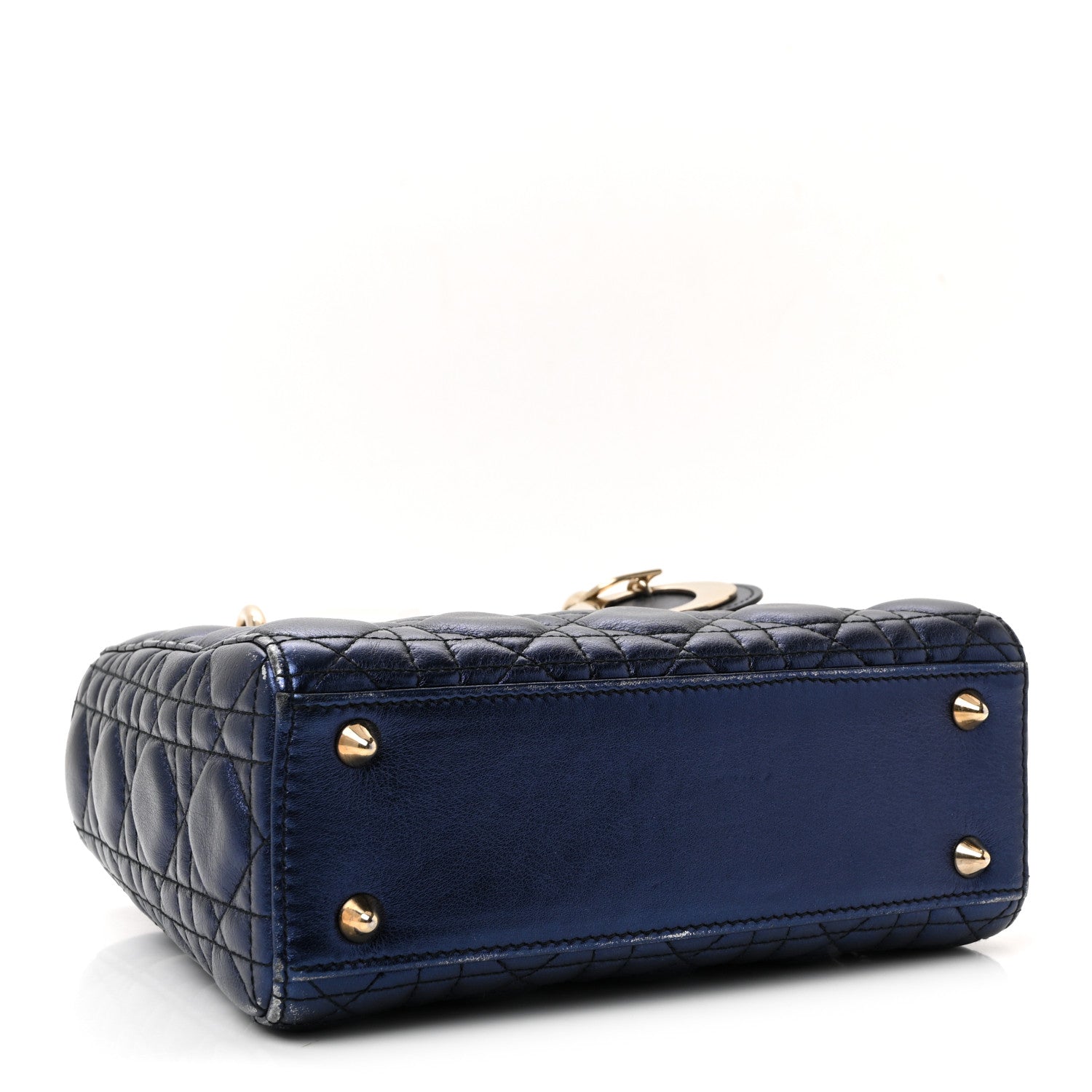 Christian Dior Metallic Lambskin Cannage Small My ABCDior Lady Dior Blue 4 of 9