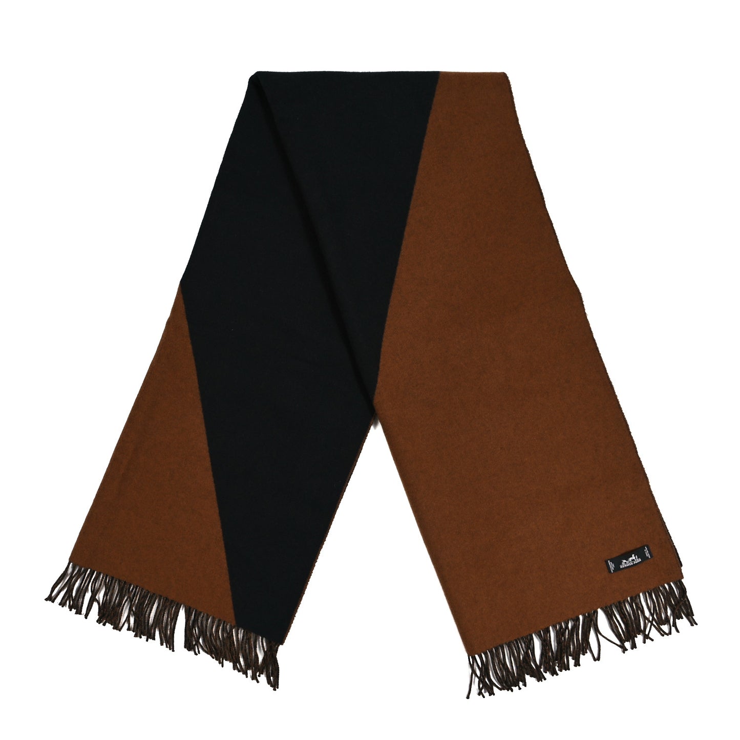 Cashmere Casaque Chevron Muffler Camel Marine