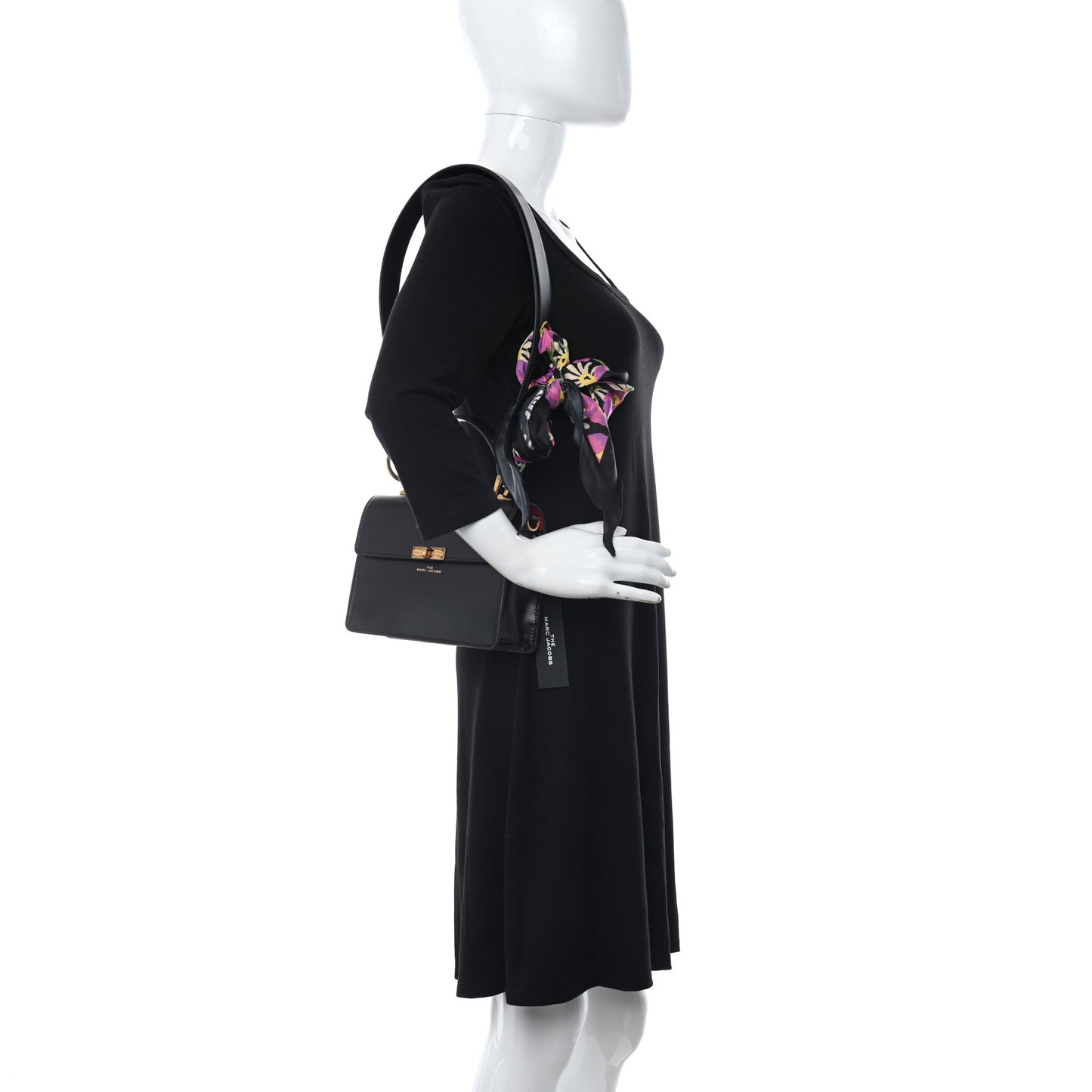 Shiny Calfskin Uptown Top Handle Bag Black