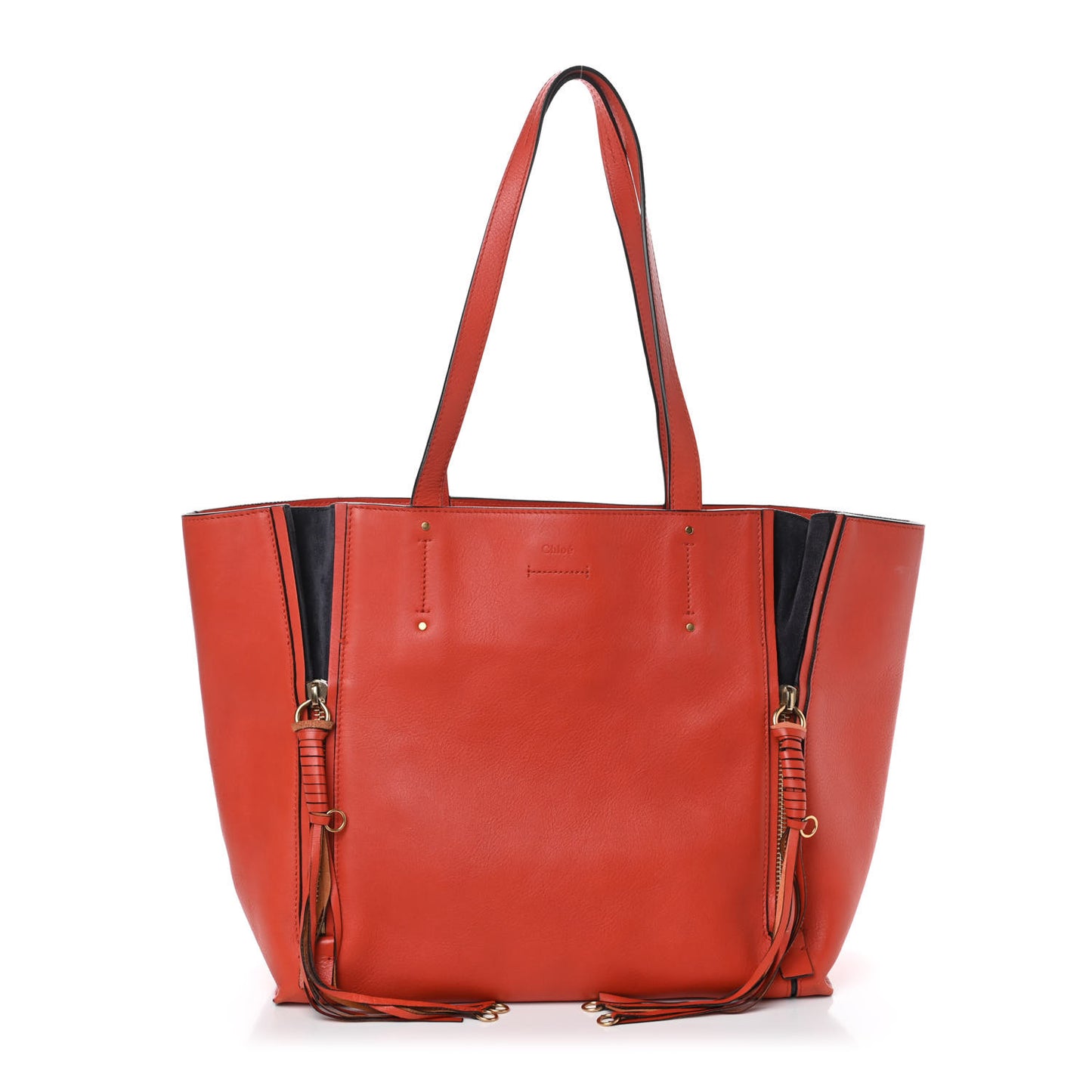 Smooth Calfskin Medium Milo Shopping Tote Orange
