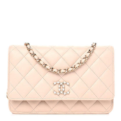 Chanel Caviar Quilted Coco Candy Wallet On Chain WOC Beige 1 of 11