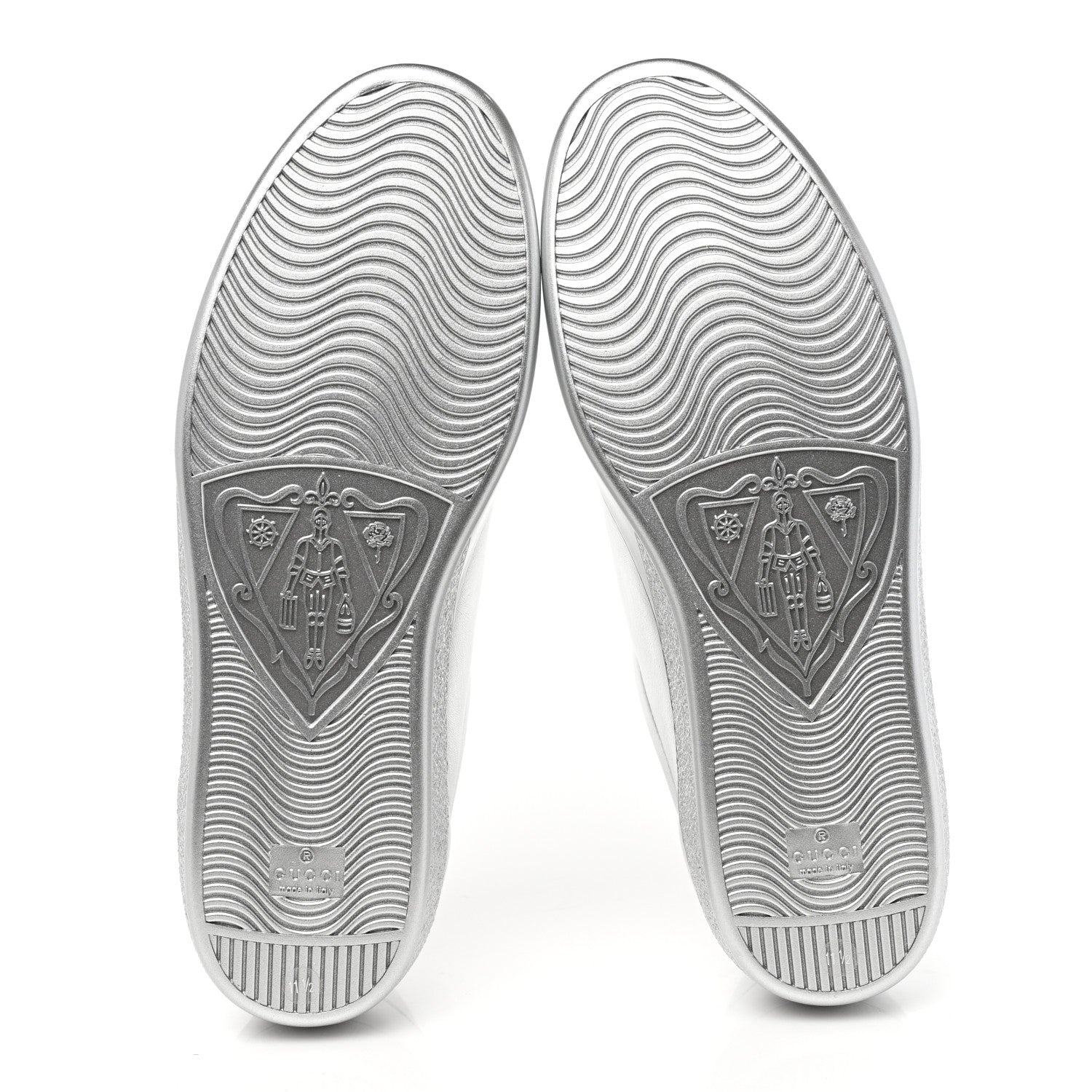 Gucci Metallic Nappa Interlocking G Perforated Mens Ace Sneakers 11.5 Argento 5 of 8