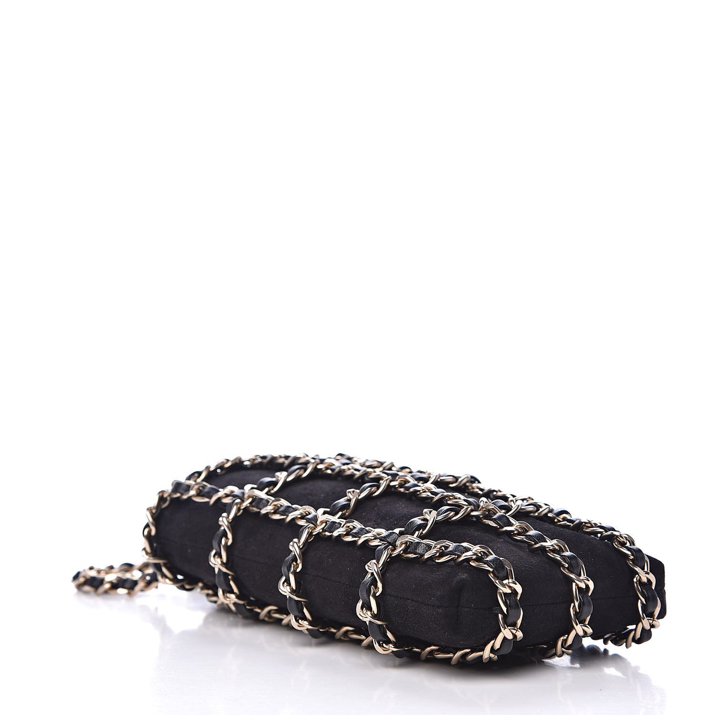 Lambskin Suede Clutch With Chain Black