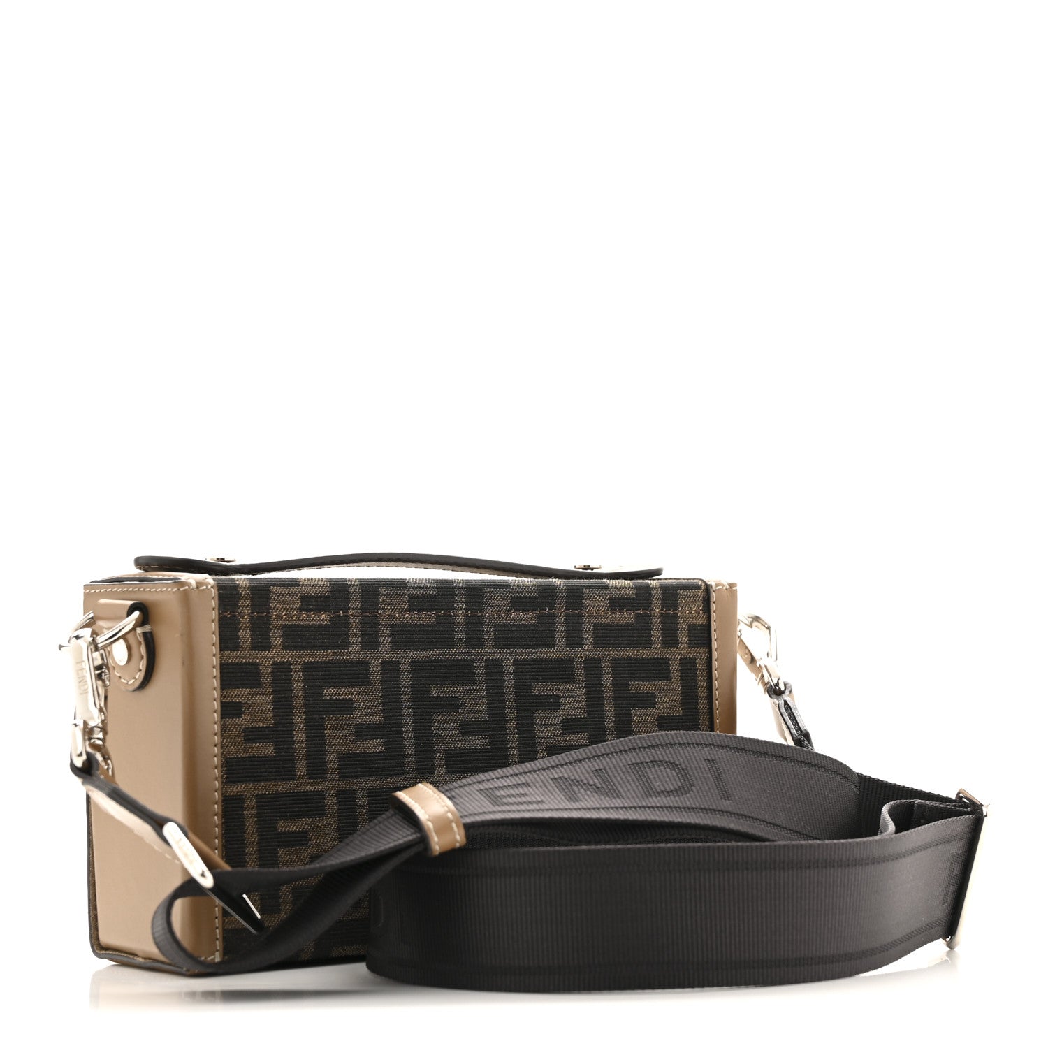 Fendi Recycled Fabric Jacquard Vitello King FF 1974 Baguette Soft Trunk Phone Pouch Tobacco Moro Sand 3 of 13