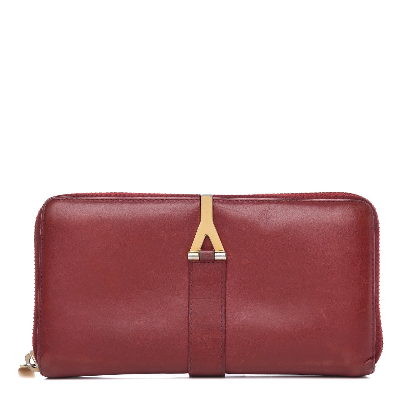 Saint Laurent Calfskin Classic Y Ligne Zip Around Wallet Red 1 of 11