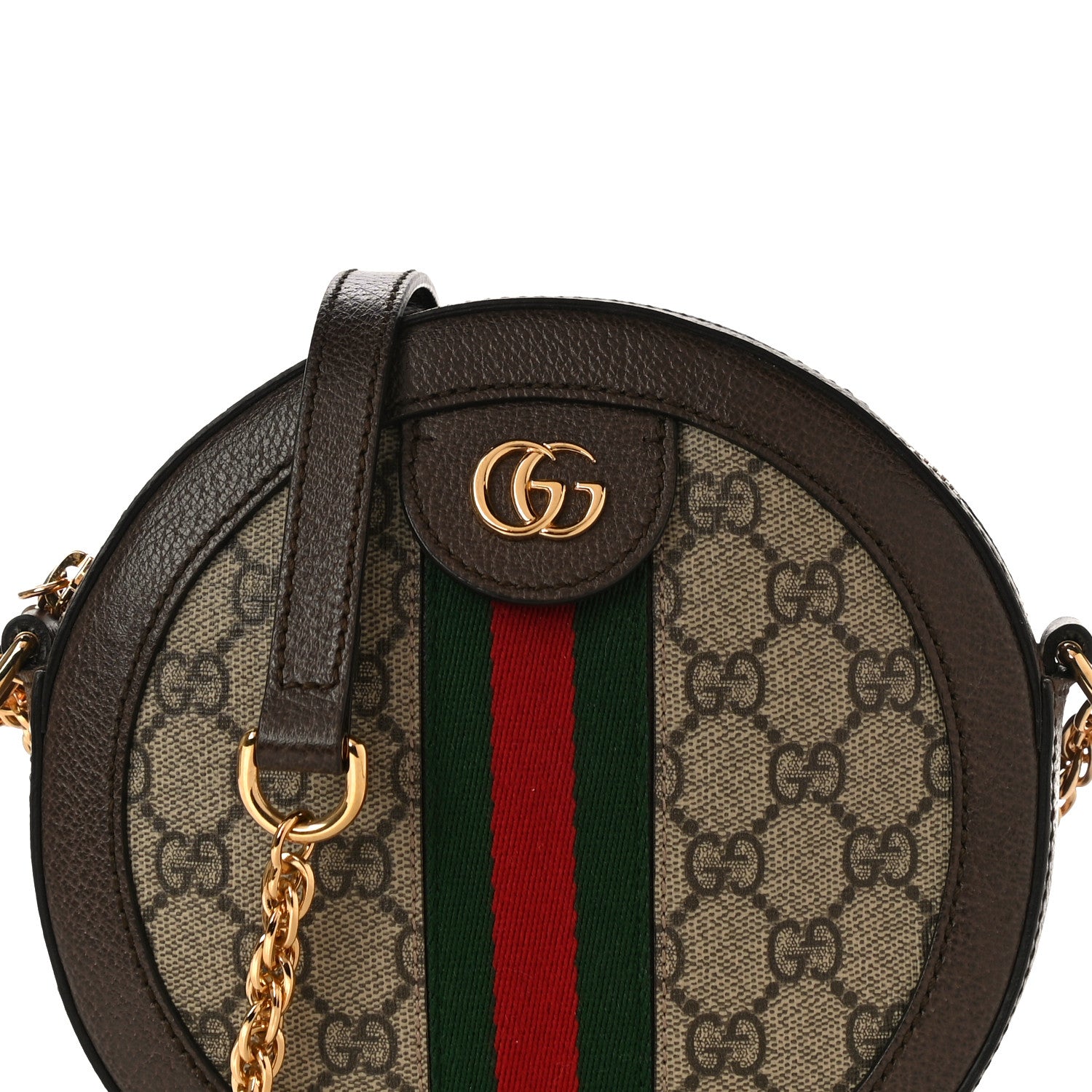 Gucci GG Supreme Monogram Web Mini Ophidia Round Shoulder Bag Brown 9 of 12