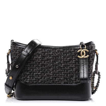 Chanel Tweed Calfskin Small Gabrielle Hobo Black 1 of 11