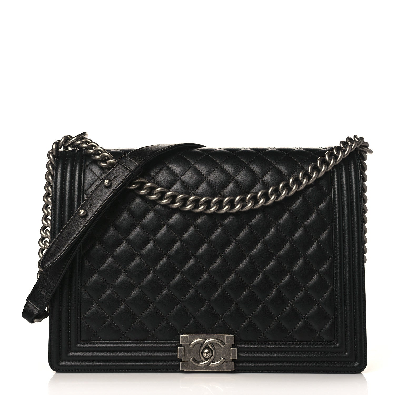 Chanel Lambskin Quilted Large Boy Flap Black 1 of 12