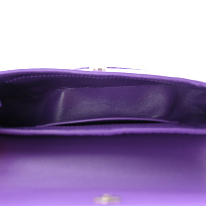 Balenciaga Shiny Super Supple Calfskin Crocodile Embossed Small XX Flap Stretch Bag Purple 5 of 10