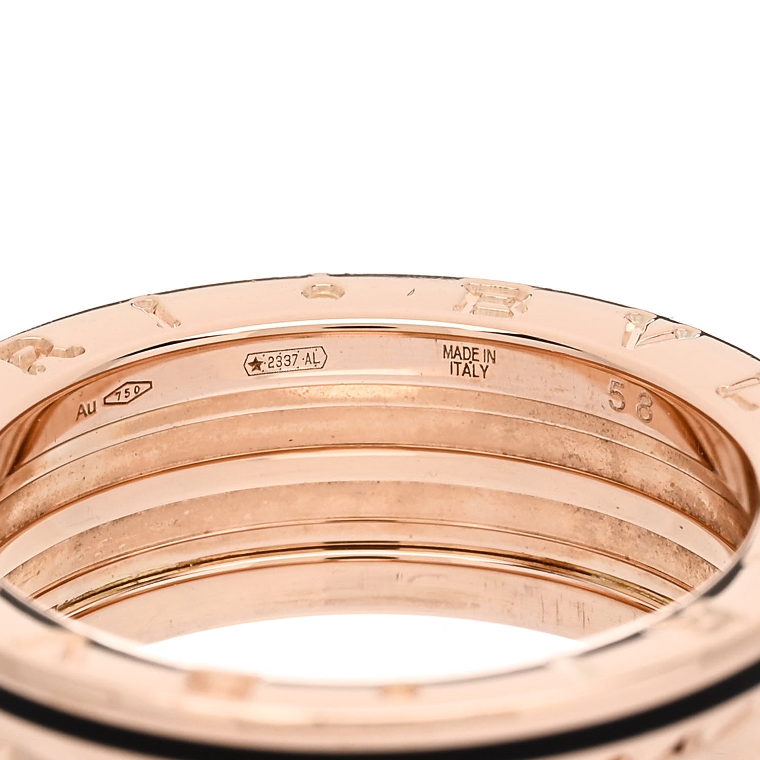 Bulgari 18K Rose Gold Black Ceramic B.Zero1 Rock Two-Band Ring 58 8.25 5 of 7