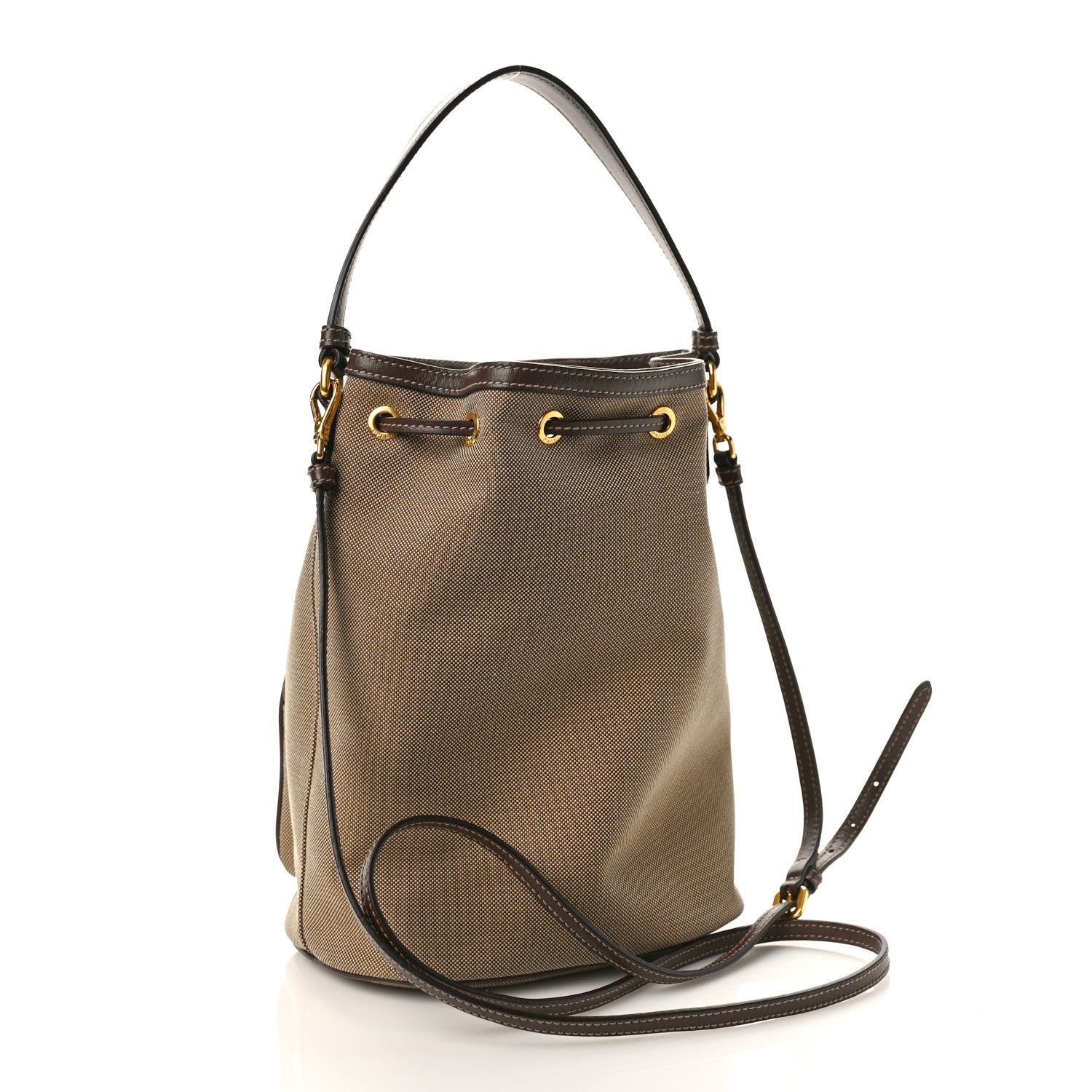 Prada Jacquard Logo Mini Bucket Crossbody Bag Corda Bruciato 2 of 8