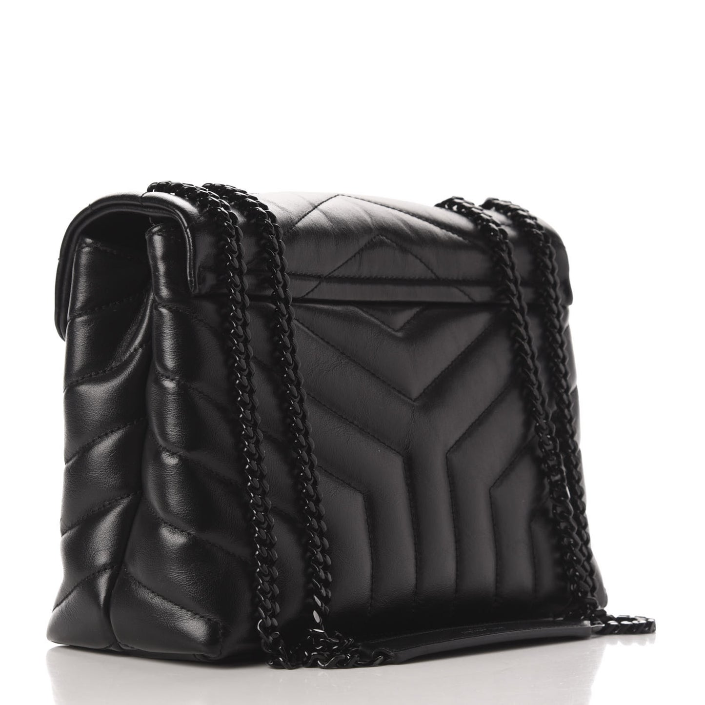 Calfskin Y Quilted Monogram Small Loulou Chain Satchel Black