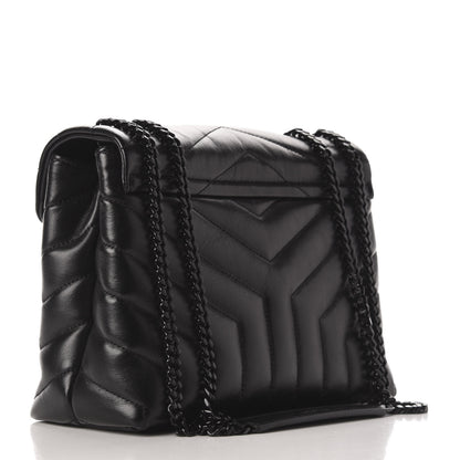 Saint Laurent Calfskin Y Quilted Monogram Small Loulou Chain Satchel Black 3 of 10