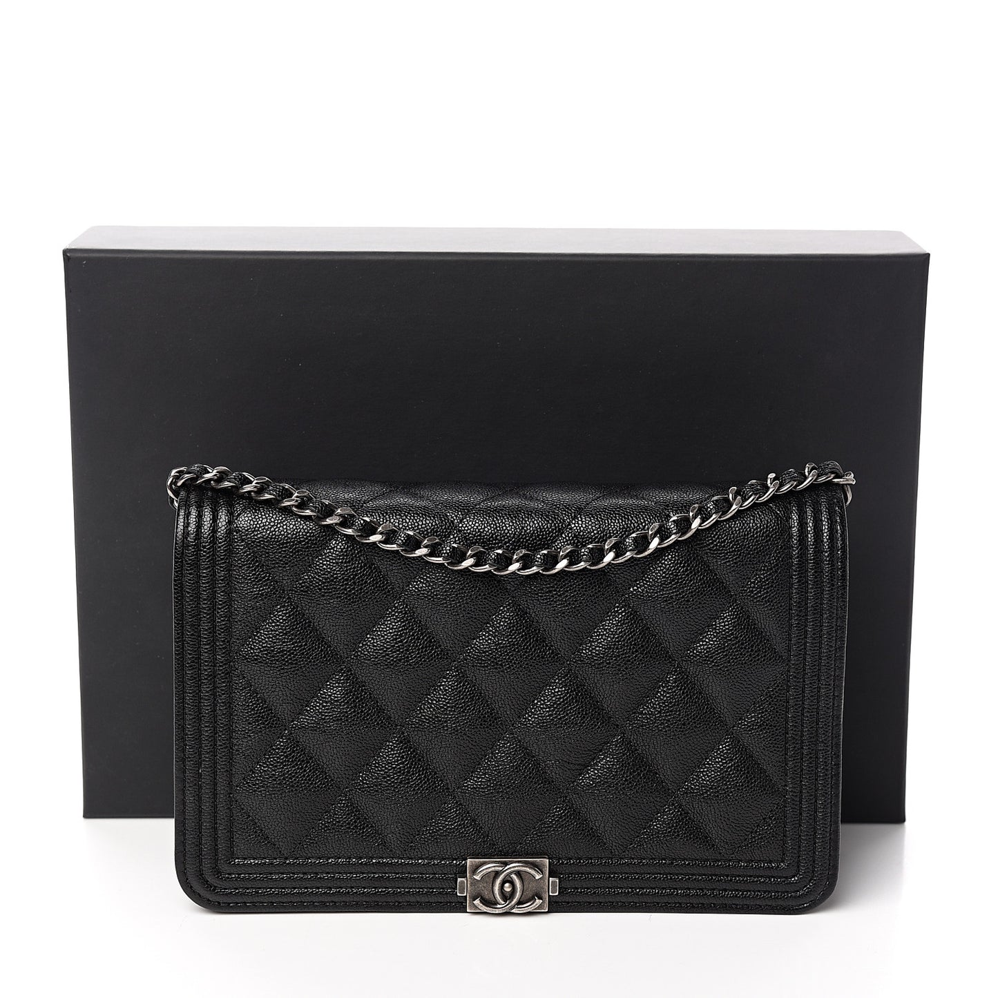 Caviar Quilted Boy Wallet On Chain WOC Black