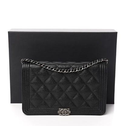 Chanel Caviar Quilted Boy Wallet On Chain WOC Black 12 of 12