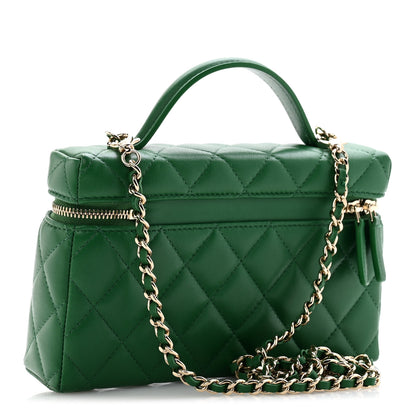 Chanel Lambskin Quilted Top Handle Slim Vanity With Chain Green 3 of 11