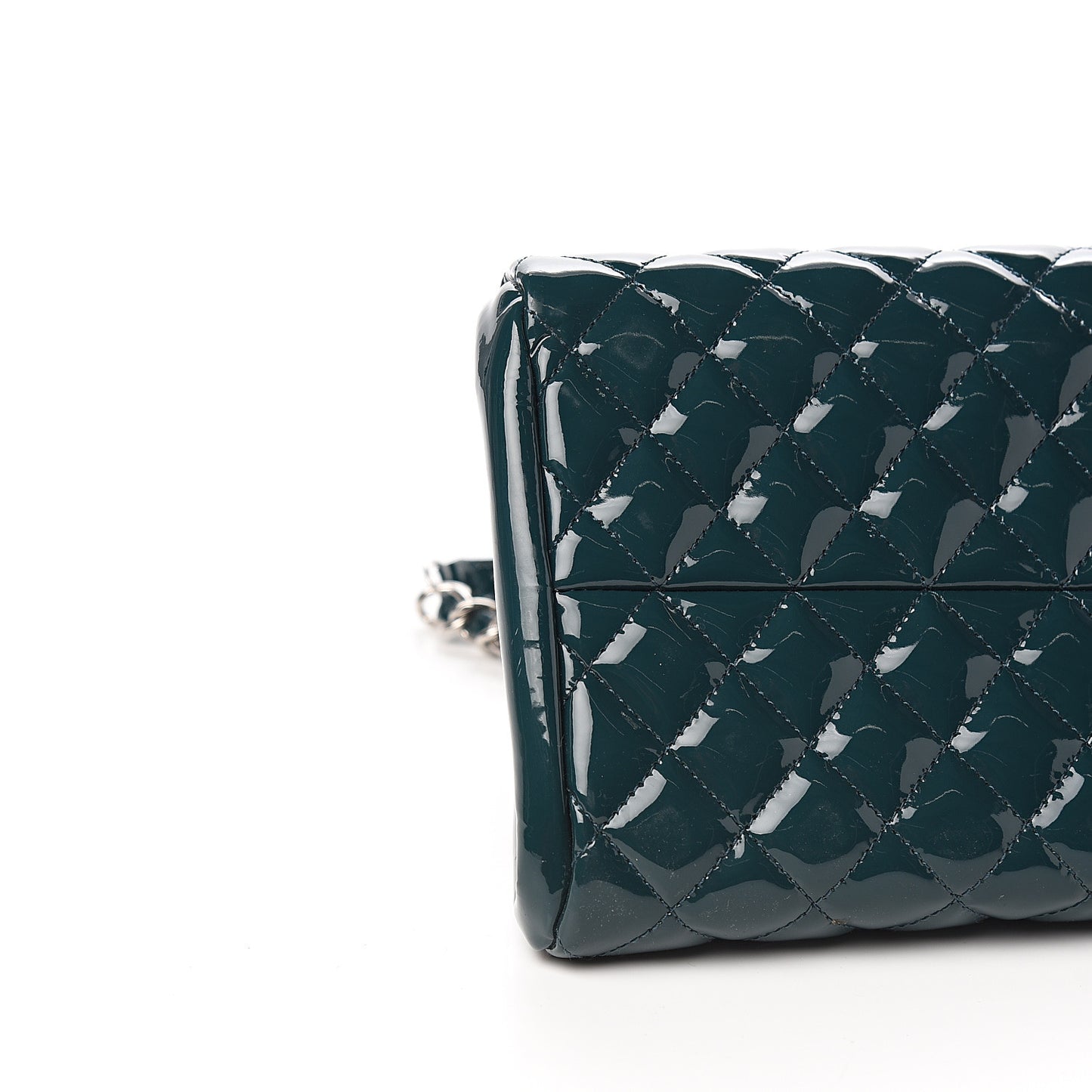 Patent Quilted Medium Just Mademoiselle Bowling Bag Turquoise