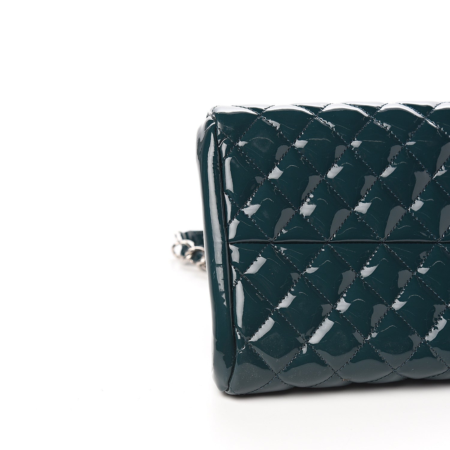 Chanel Patent Quilted Medium Just Mademoiselle Bowling Bag Turquoise 7 of 10