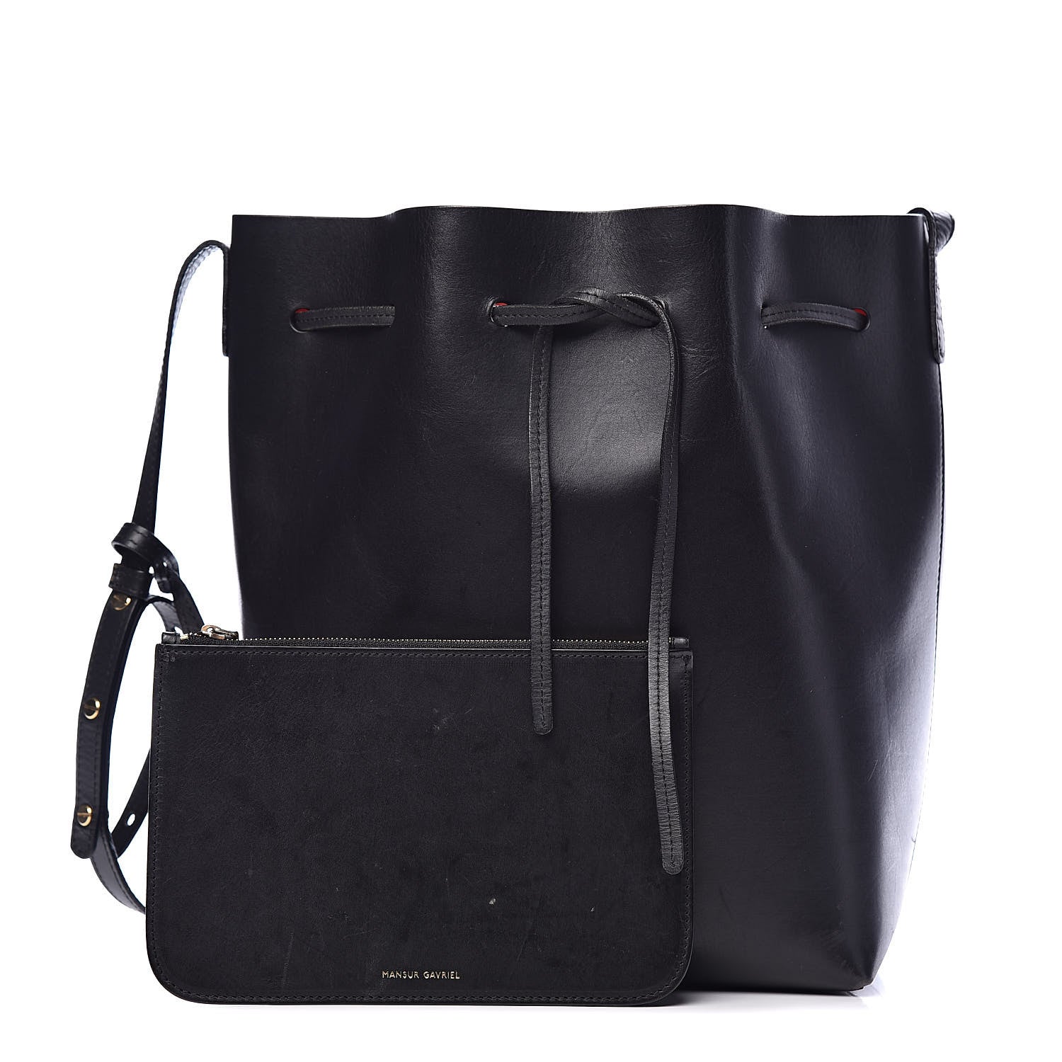 Mansur Gavriel Vegetable Tanned Calfskin Bucket Bag Black Flamma 1 of 18