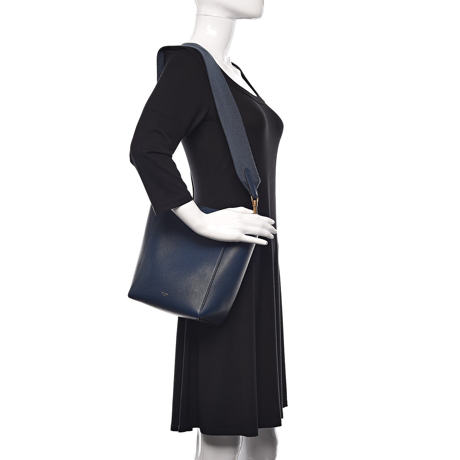 Celine Soft Grained Calfskin Small Sangle Bucket Bag Abyss Blue 2 of 11
