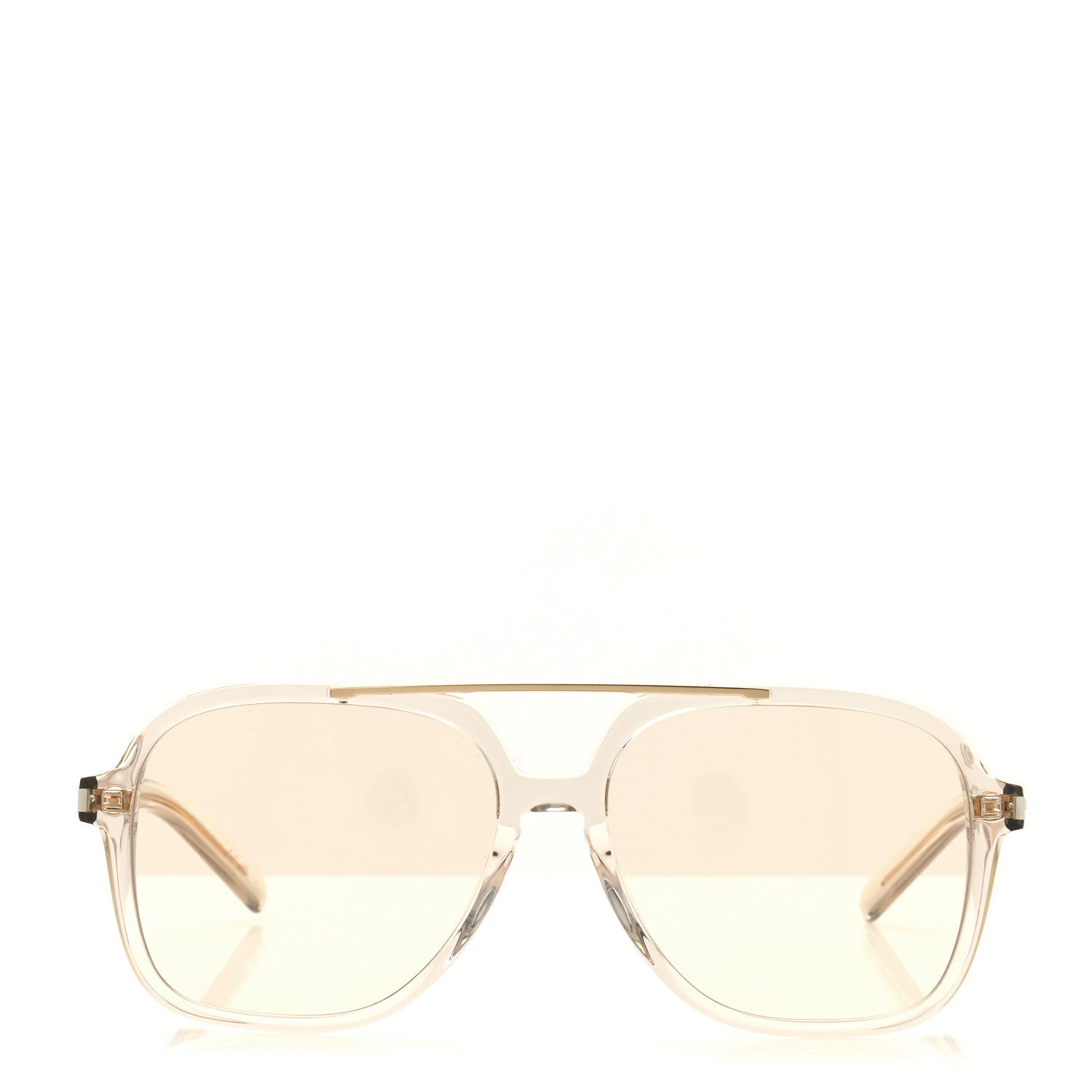 Saint Laurent Acetate Geometric Aviator Sunglasses SL 545 Transparent Cream Light Gold 2 of 8