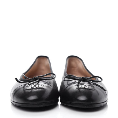 Chanel Lambskin Cap Toe Ballerina Flats 37 Black 2 of 11