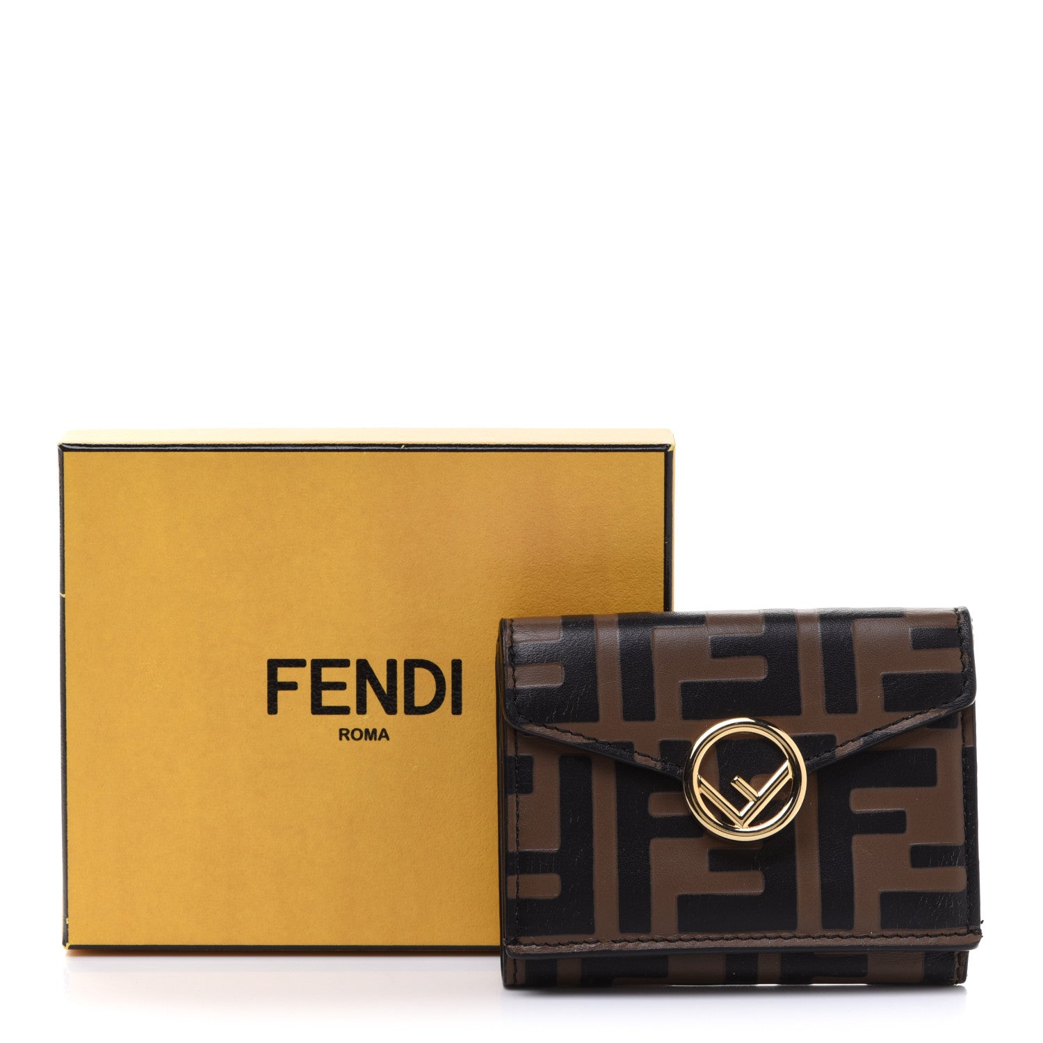 Fendi Vitello Soft F is Fendi Bi-Color FF 1974 Embossed Micro Tri-Fold Envelope Wallet Maya Black 11 of 11