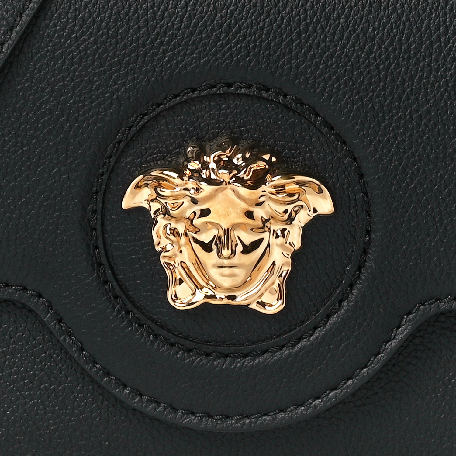 Versace Grained Calfskin La Medusa Flap Shoulder Bag Black 9 of 12