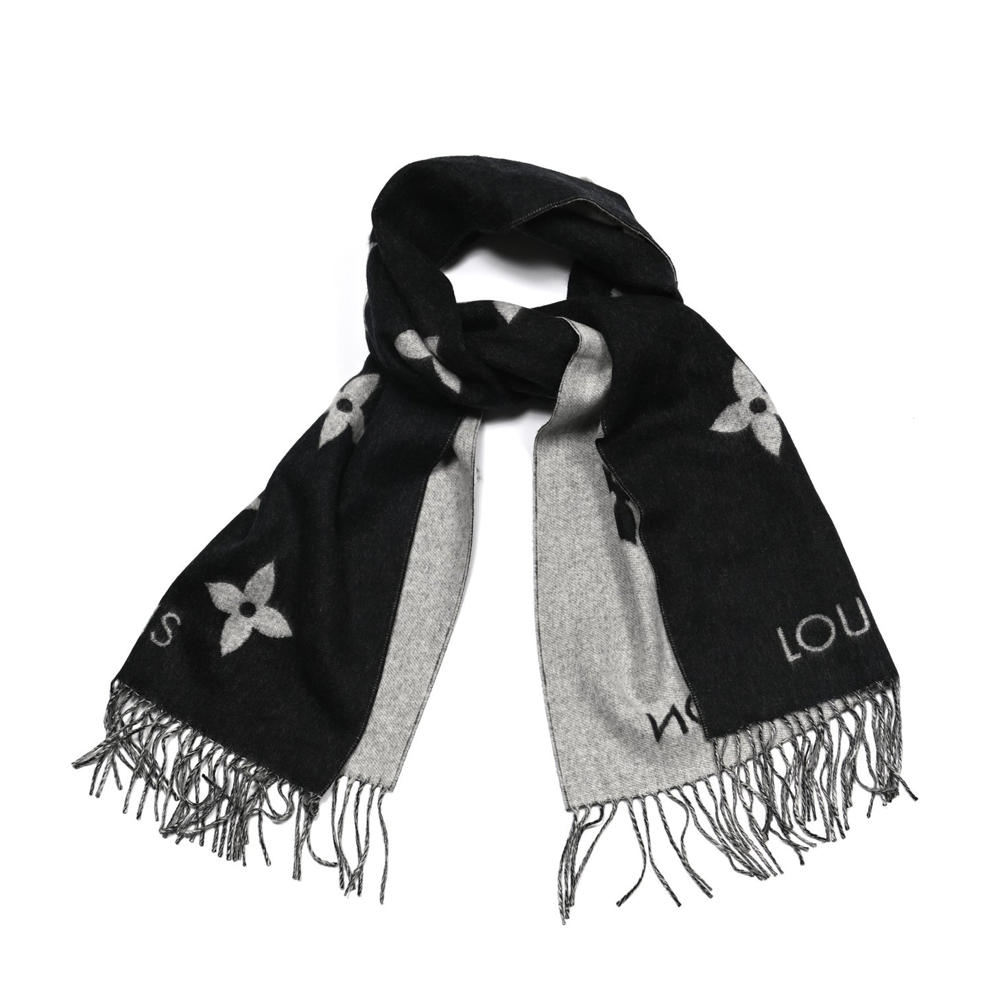 Cashmere Monogram Reykjavik Scarf Black