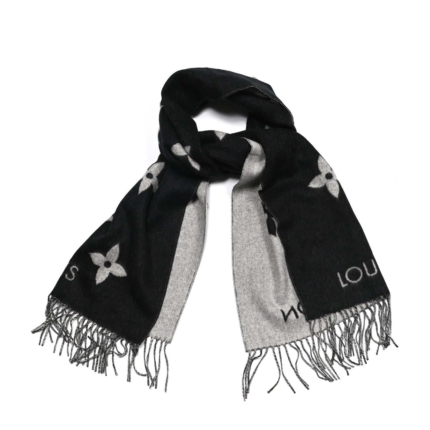 Louis Vuitton Cashmere Monogram Reykjavik Scarf Black 1 of 3