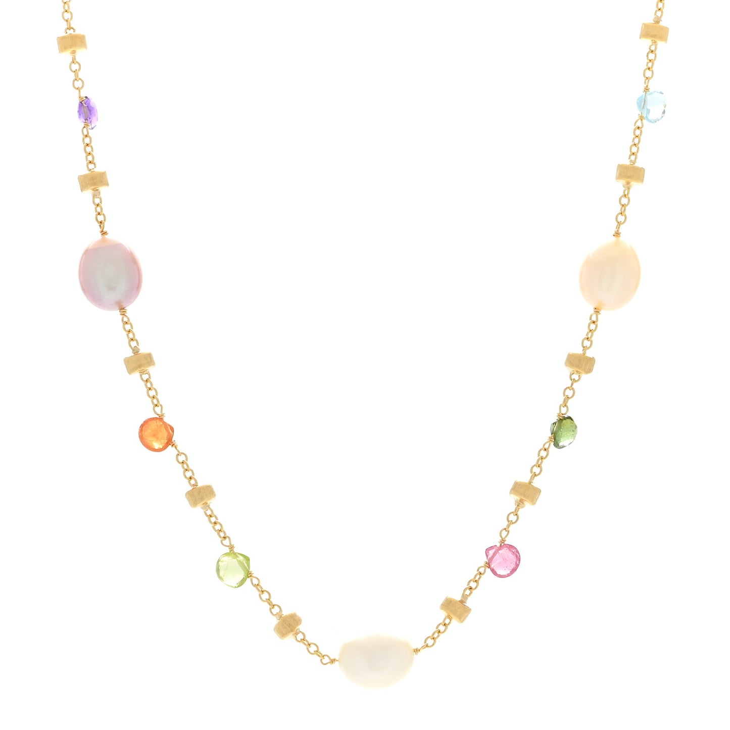 18K Yellow Gold Paradise Pearl Multi Gemstone Paradise Necklace