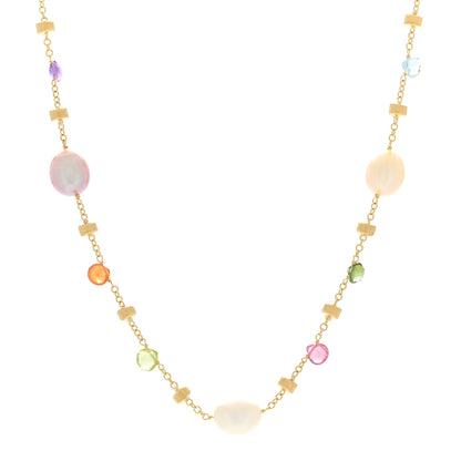 Marco Bicego 18K Yellow Gold Paradise Pearl Multi Gemstone Paradise Necklace 1 of 3