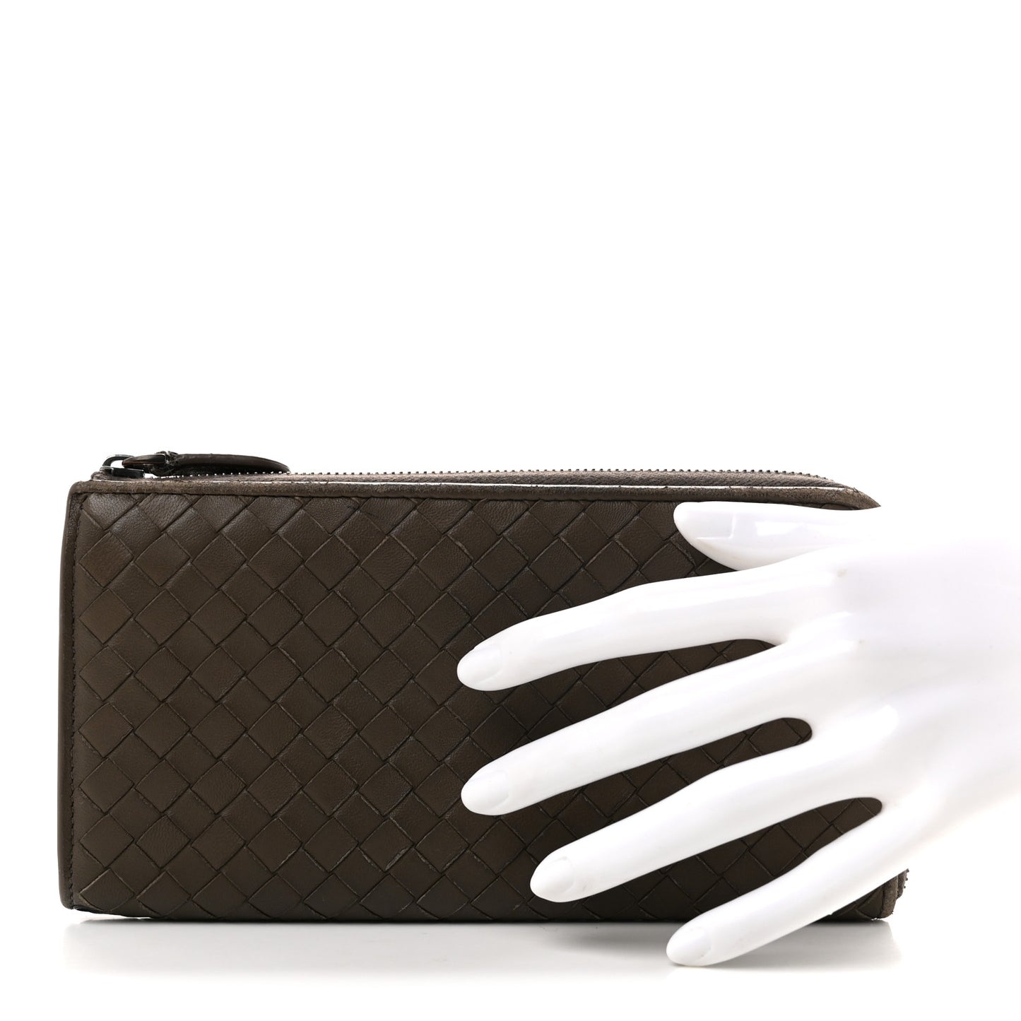 Nappa Intrecciato Zip Around Wallet Mud