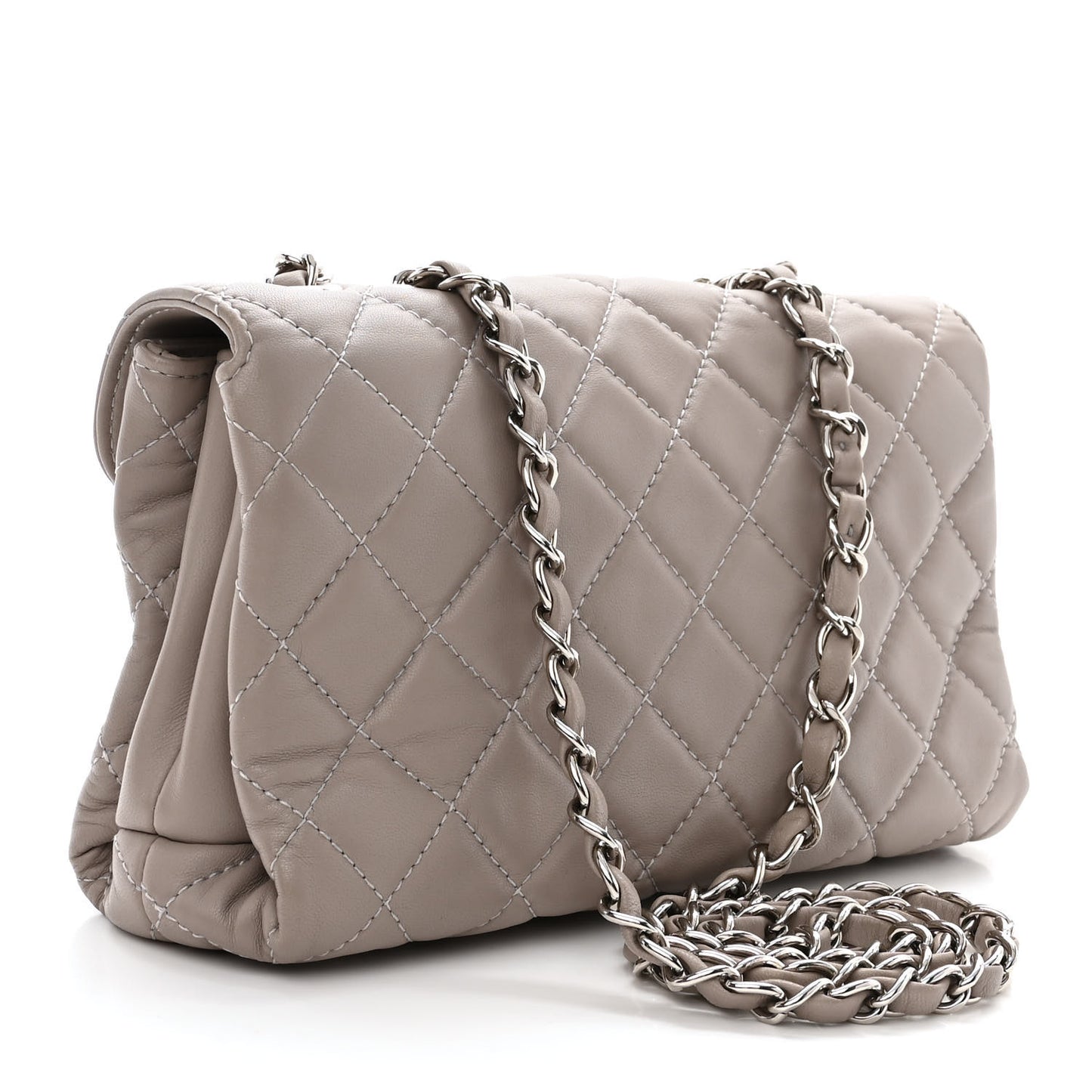 Lambskin Quilted Small Chanel 4 Flap Grey