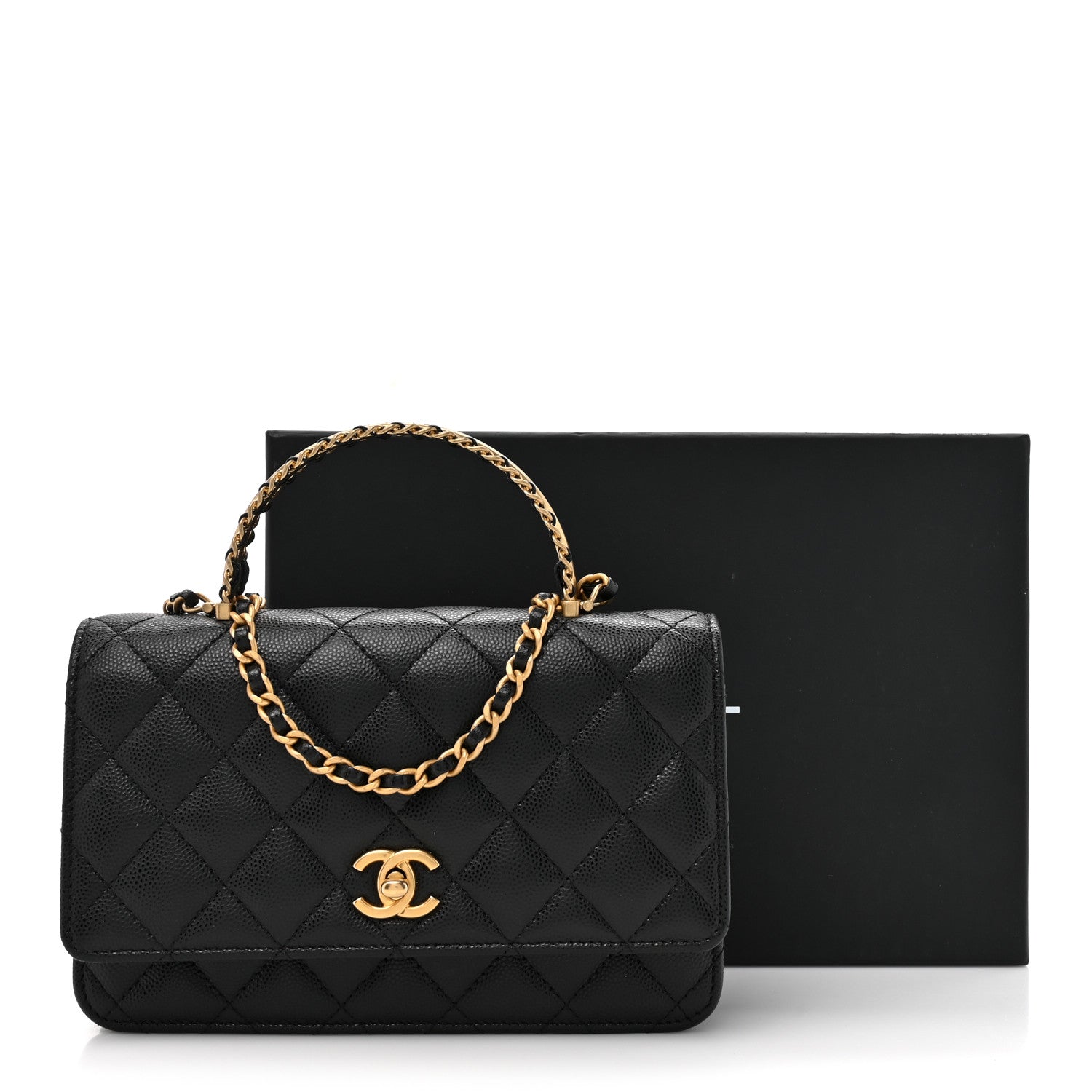 Chanel Shiny Caviar Quilted Pick Me Up Wallet On Chain WOC Black 11 of 11