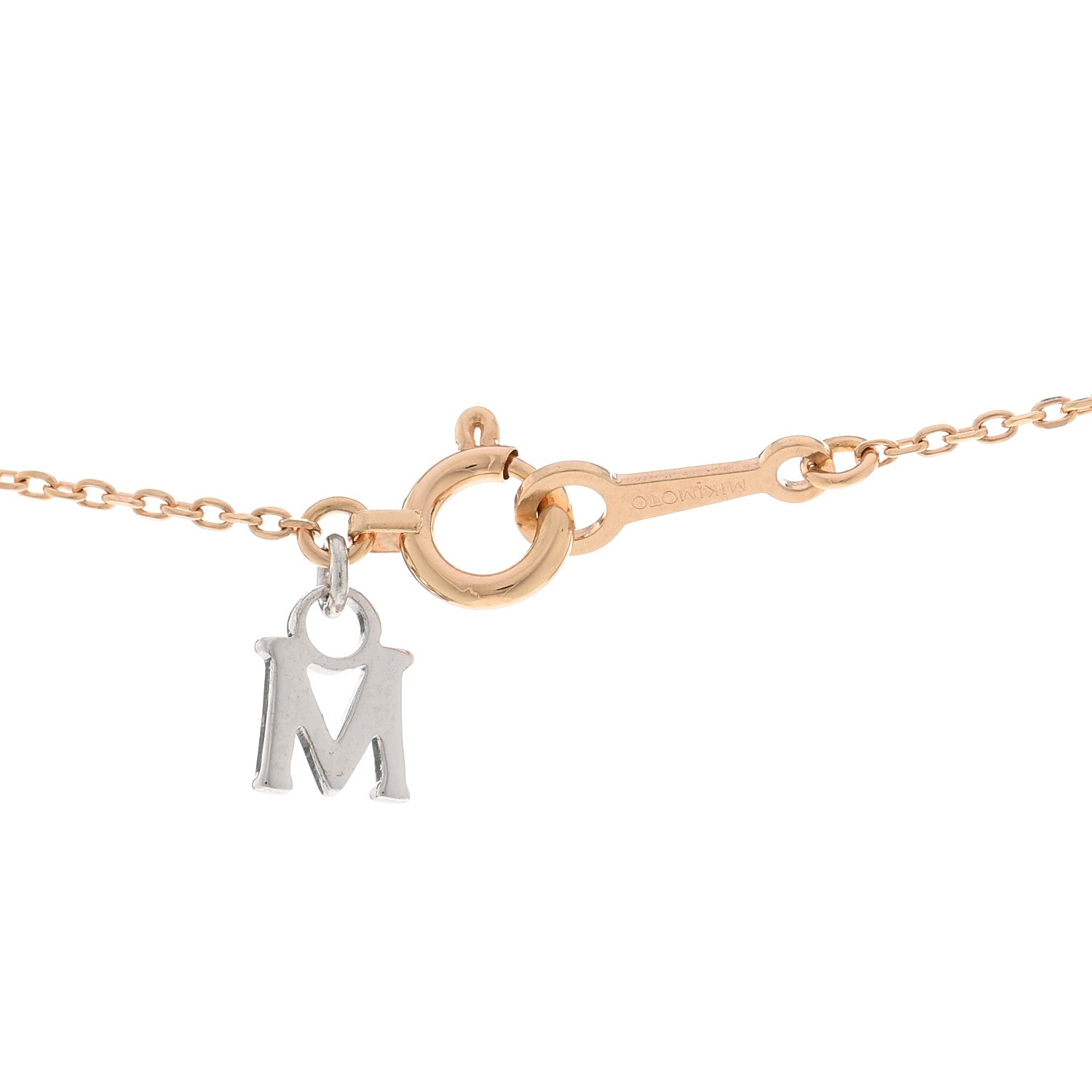 Mikimoto 18K Rose Gold Diamond Akoya Pearl X Pendant Necklace 4 of 5