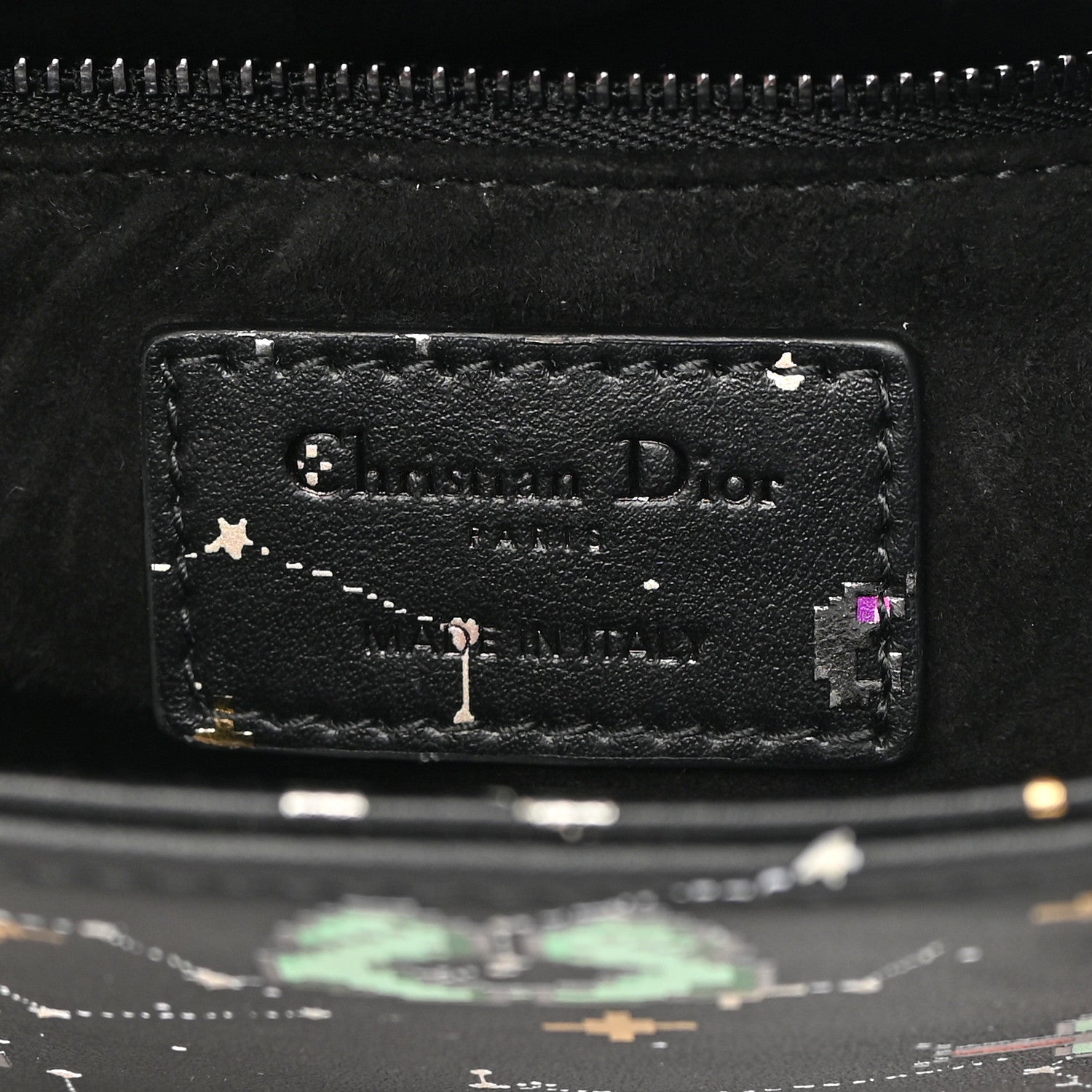 Christian Dior Calfskin Pixel Zodiac Mini Lady Dior Black Multicolor 6 of 10