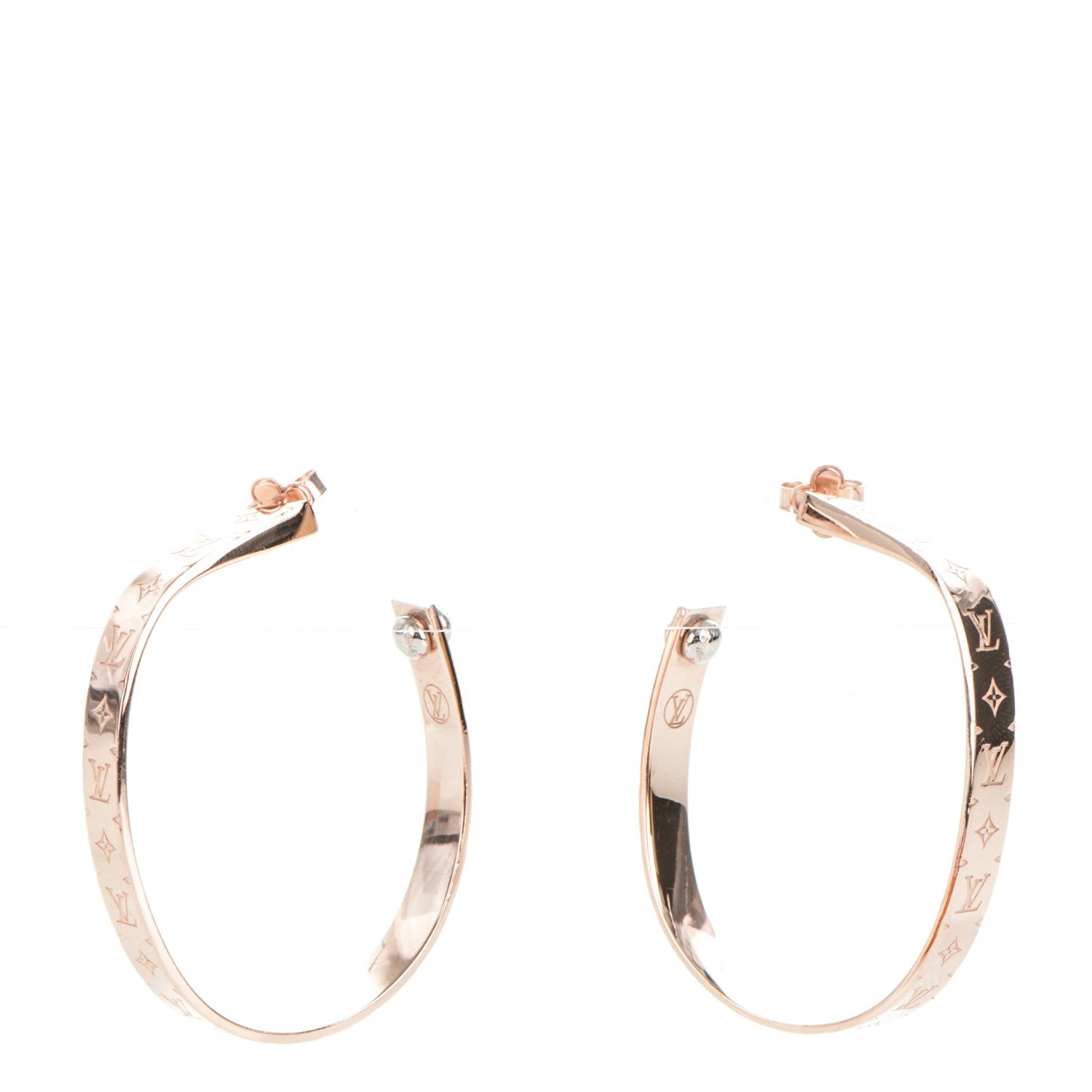 Louis Vuitton Nanogram Hoop Earrings Pink Gold 1 of 4