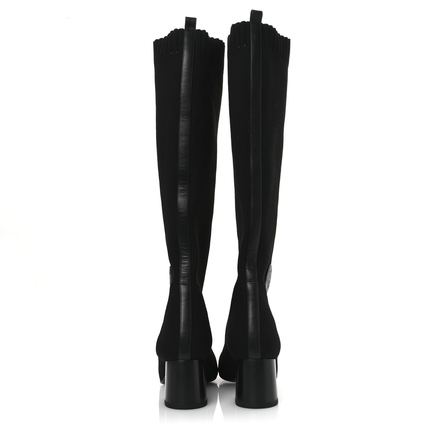 Knit Calfskin Fontaine 60 Boots 37.5 Black