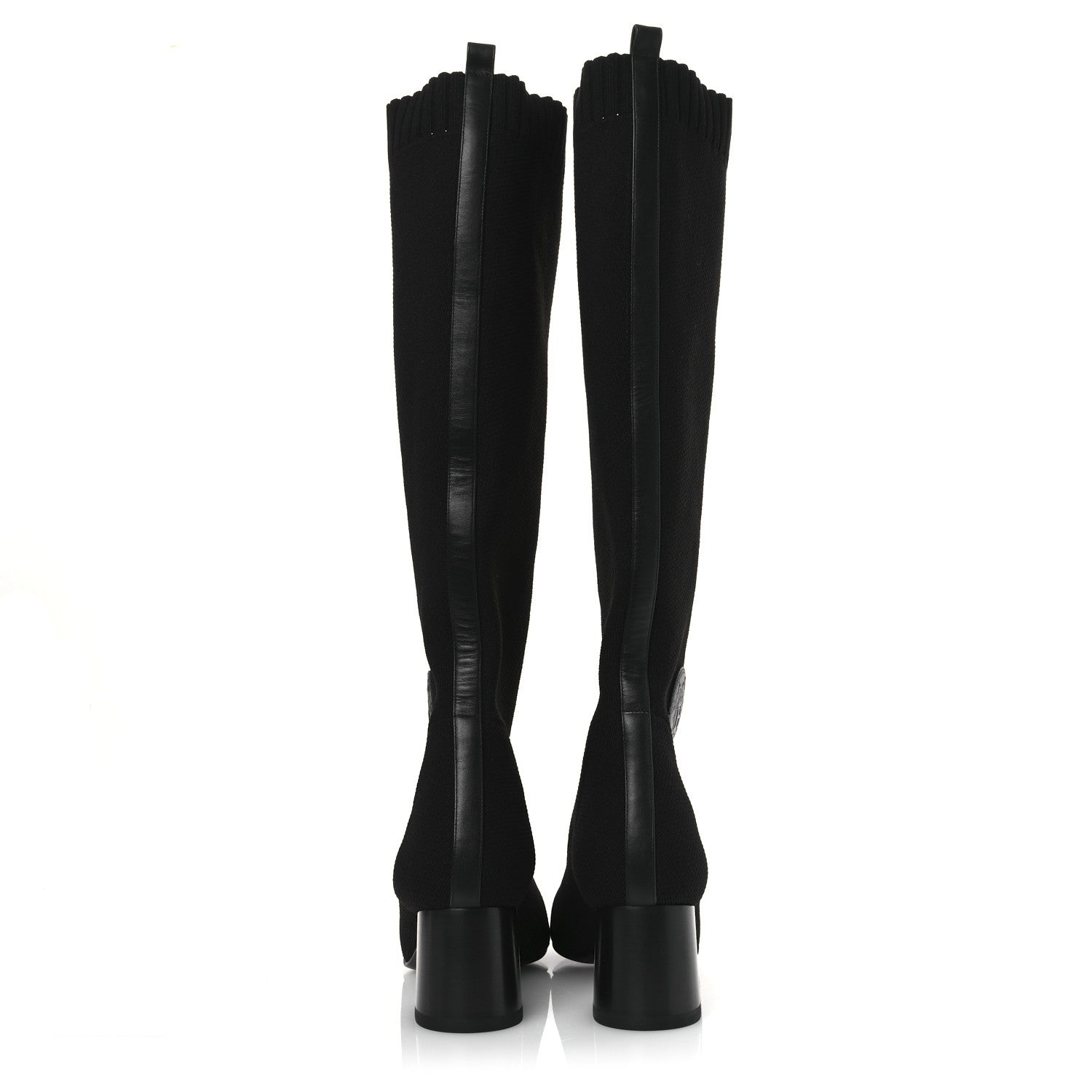 Hermes Knit Calfskin Fontaine 60 Boots 37.5 Black 6 of 11