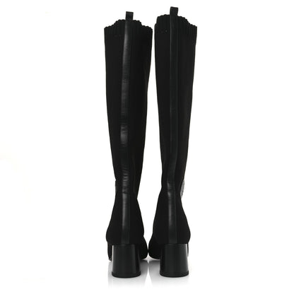 Hermes Knit Calfskin Fontaine 60 Boots 37.5 Black 6 of 11