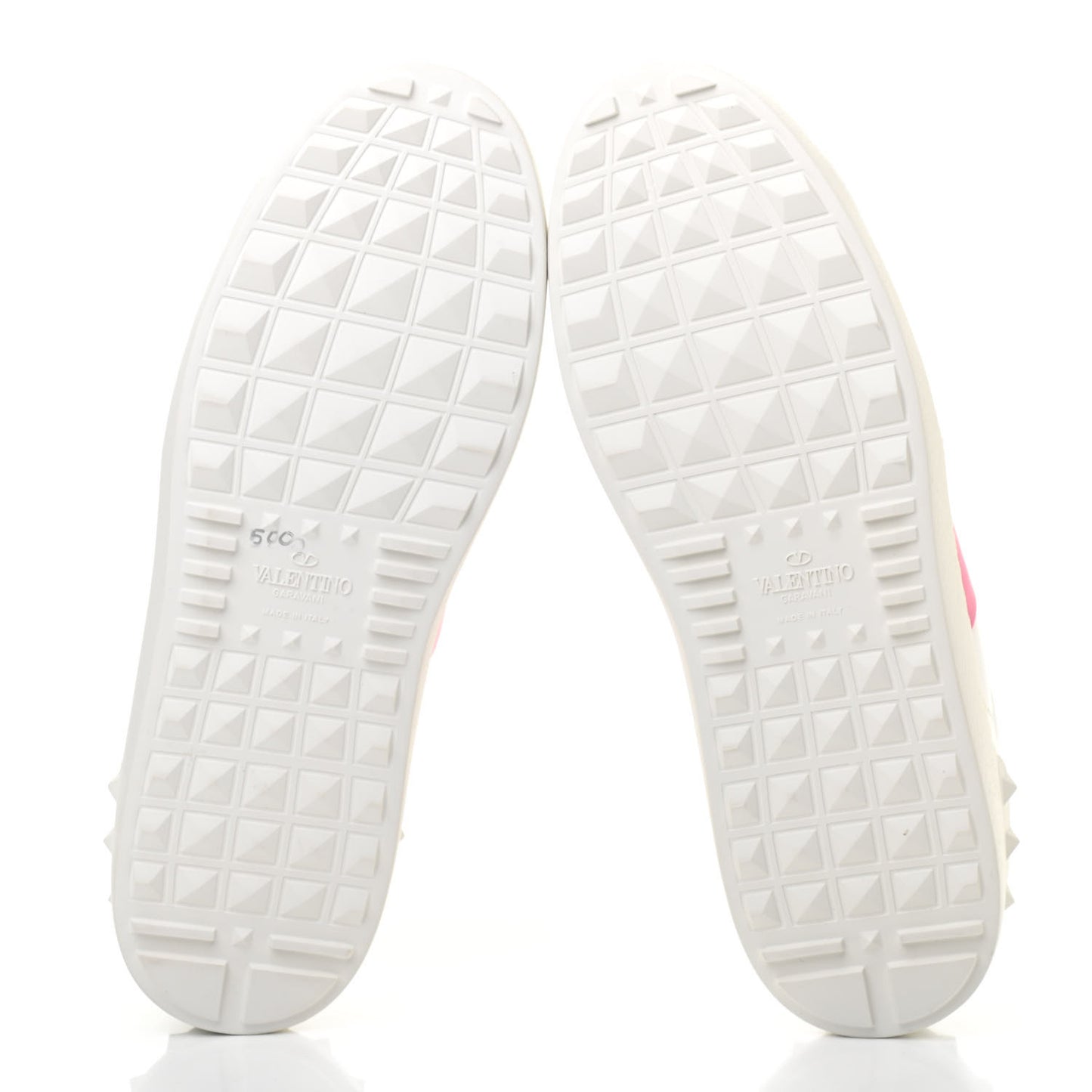 Calfskin Womens Rockstud Open Sneakers 40 White Pink