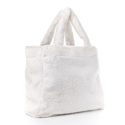Prada Terry Cloth Tote Bag White Black 3 of 9