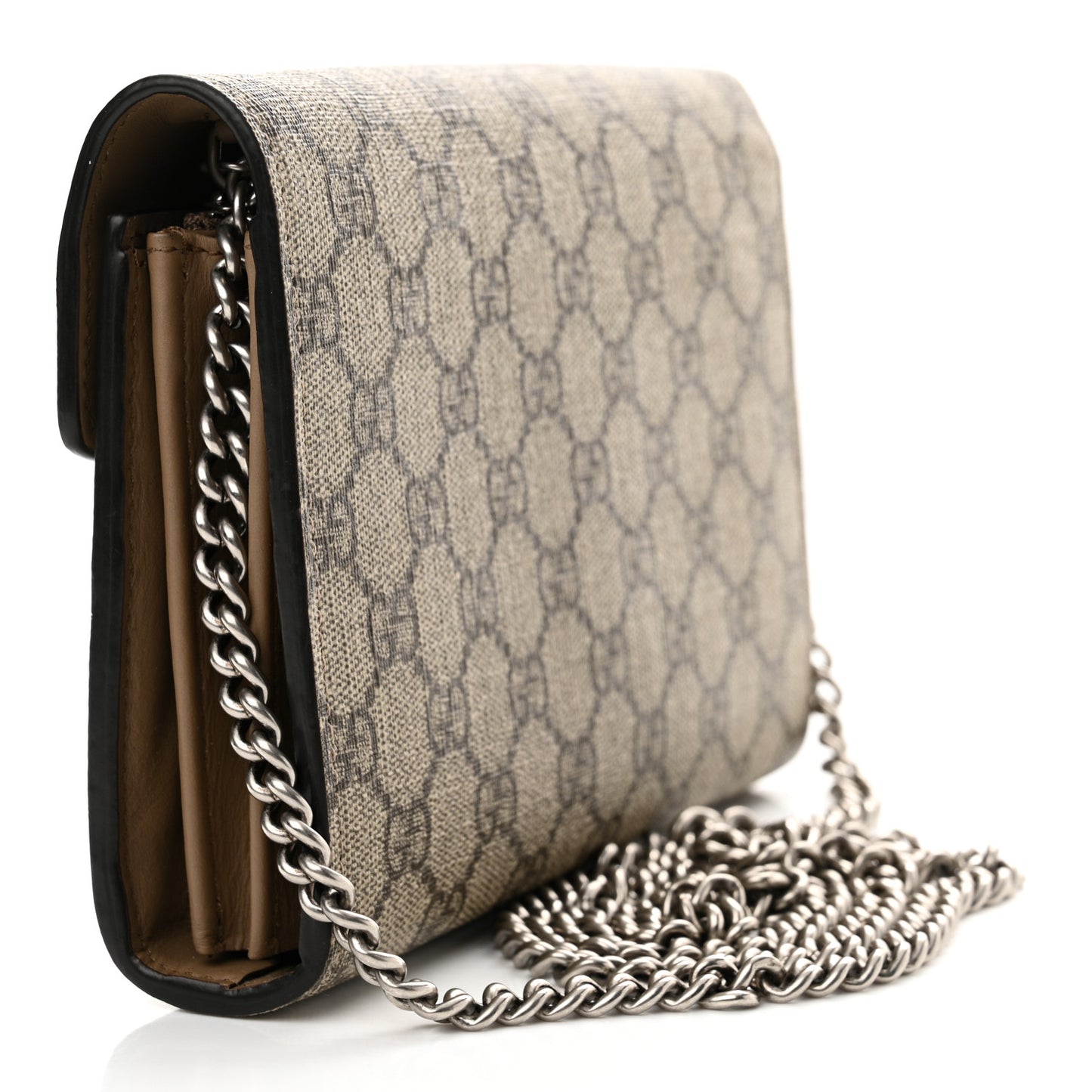 GG Supreme Monogram Mini Dionysus Chain Wallet Beige Taupe